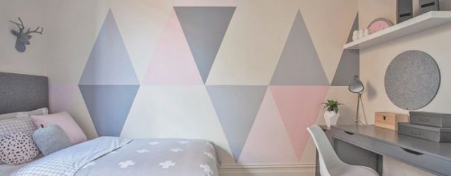 wall painting geometric room child deco Scandinavian pastel colors