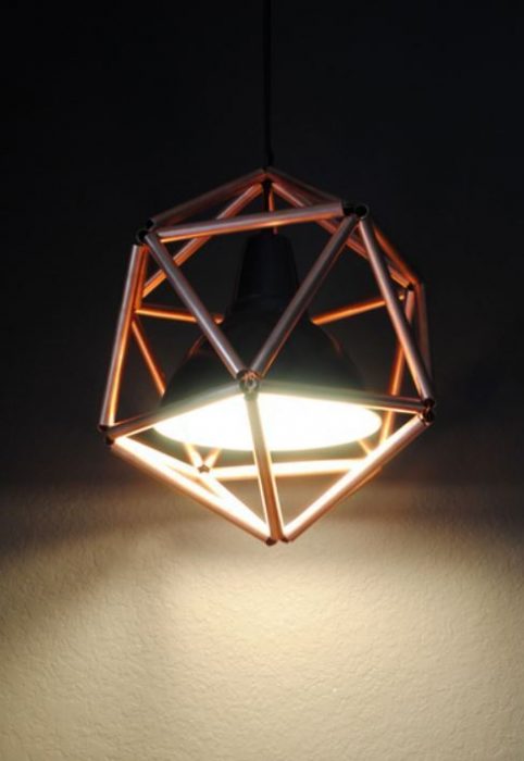 DIY Geometric Icosahedron Copper Pipe Light