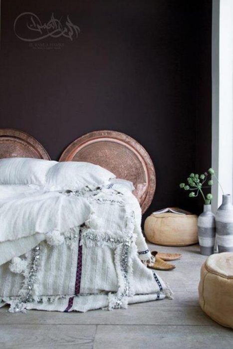 Dark Moroccan inspired bedroom home decor