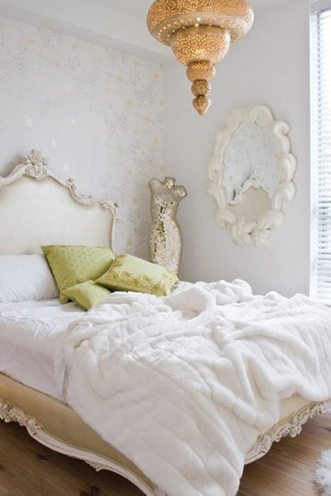 modern elegant bedroom with moroccan